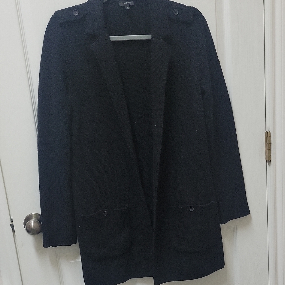 Talbots Black Sweater Coat Sz S